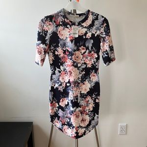 BRAND NEW WITH TAGS The Vintage Shop blue pink floral curved hem dress L